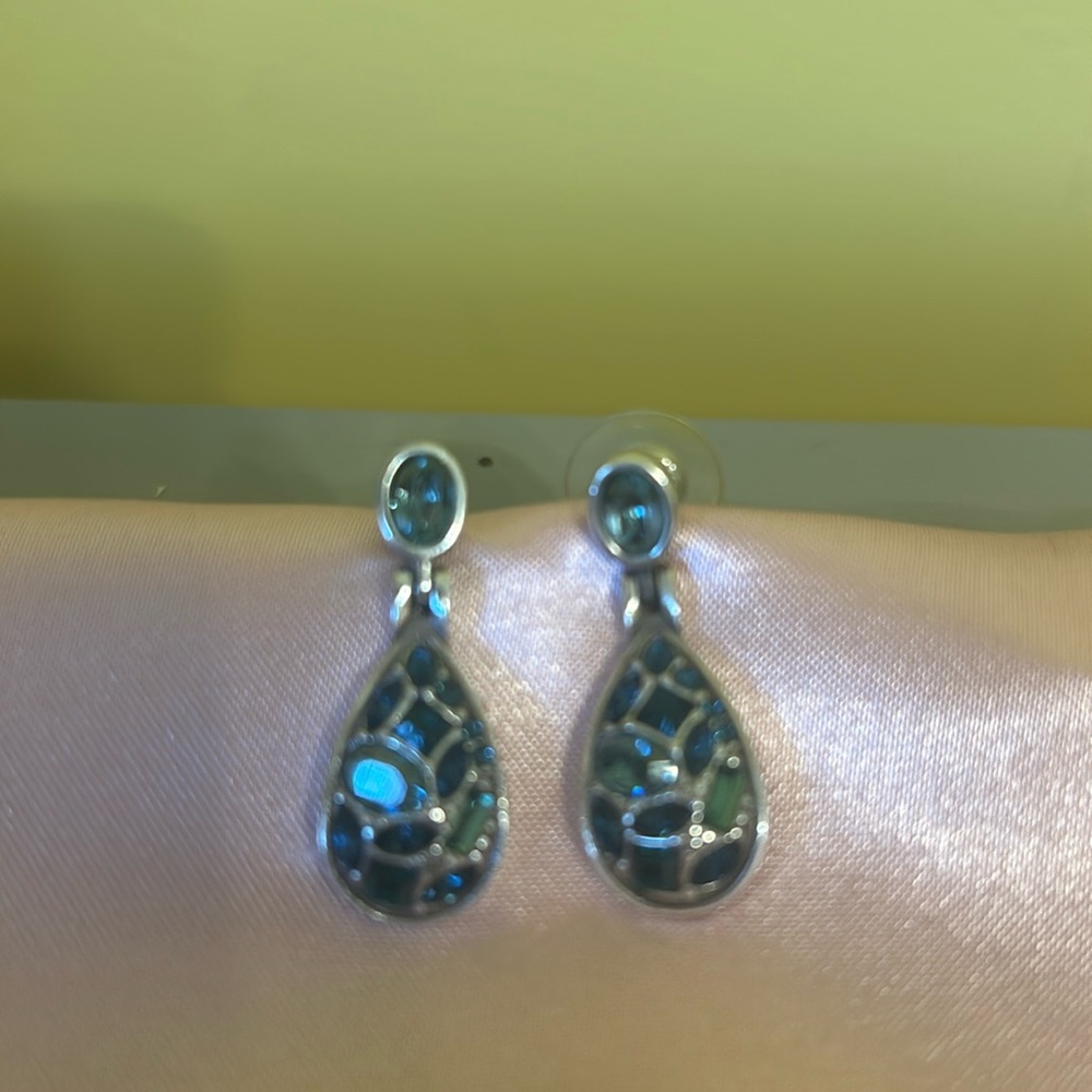 Brighton silver and shades of blue crystal earrings